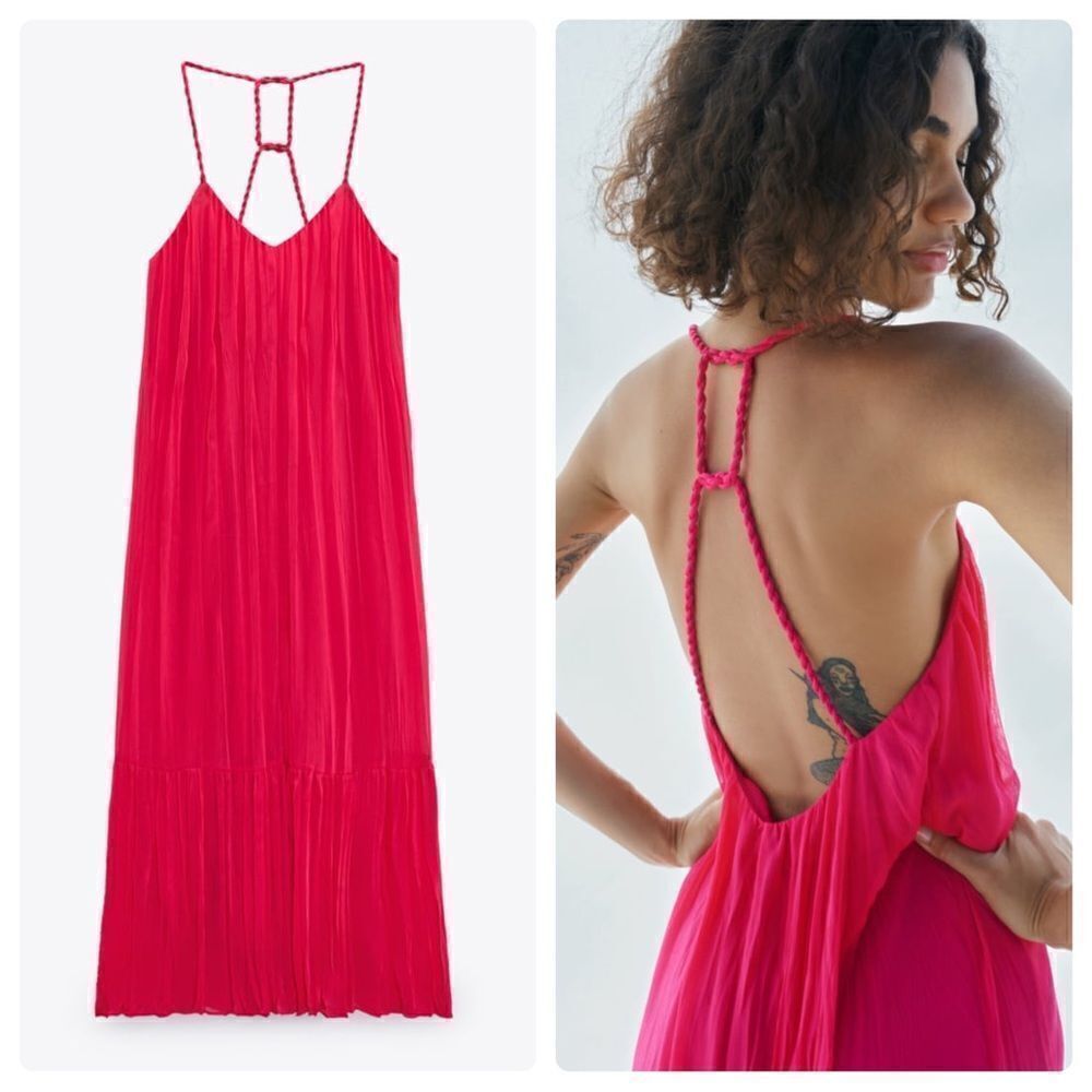 Zara VOLUMINOUS BRAIDED STRAP DRESS NEW